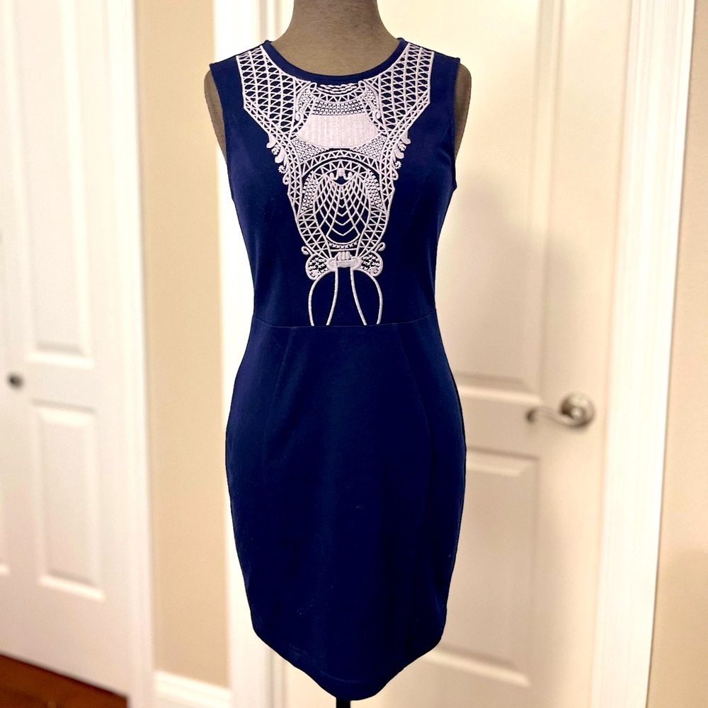 Gianni Bini navy sheath dress, size small